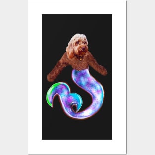 Magical rainbow mermaid Cavapoo Cavoodle - cavalier king charles spaniel poodle Posters and Art